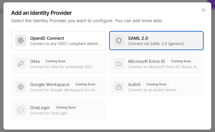 IdP picker with SAML tile